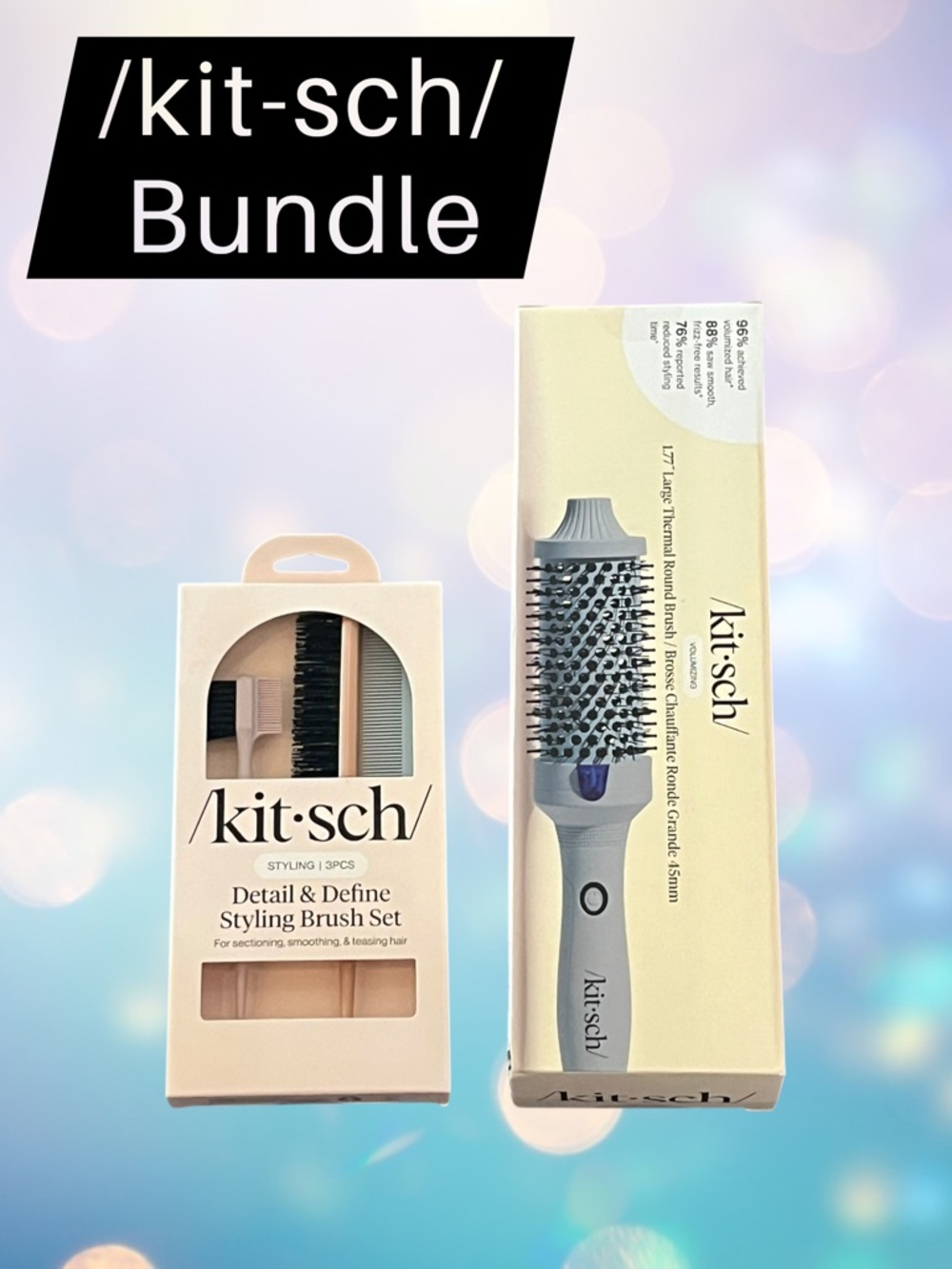Kitsch Bundle Large Thermal Round Brush & 3pc Detail & Define
Styling Brush Set